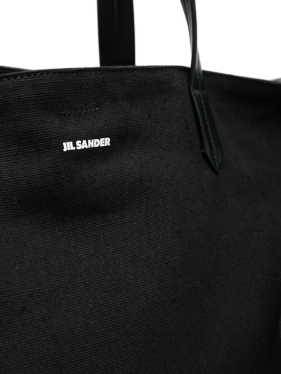 Jil Sander Logo-print Tote Bag In Schwarz