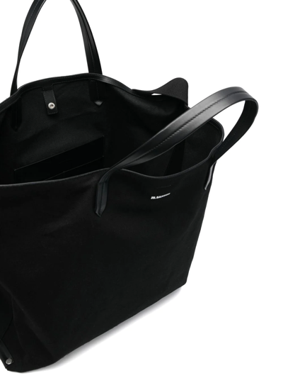 Shop Jil Sander Logo-print Tote Bag In Schwarz