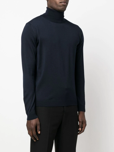 Roberto Collina Fitted Merino Wool Turtleneck Sweater In Blau