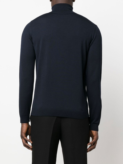 Roberto Collina Fitted Merino Wool Turtleneck Sweater In Blau