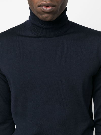 Roberto Collina Fitted Merino Wool Turtleneck Sweater In Blau