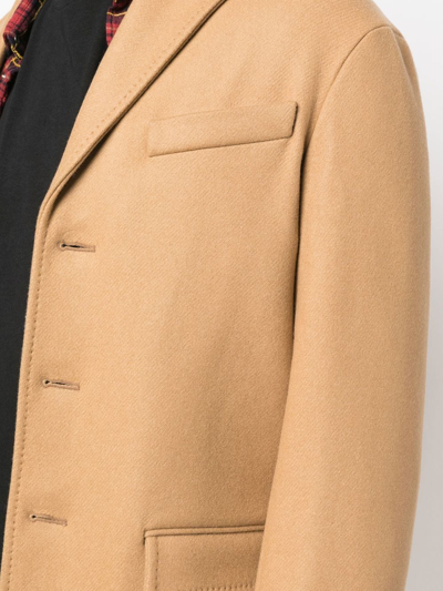 Shop Dsquared2 Single-breasted Virgin Wool-blend Coat In Neutrals