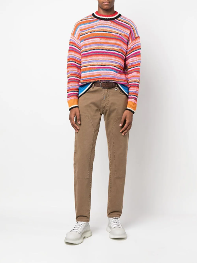 Shop Dsquared2 Striped Wool-blend Jumper In Rot