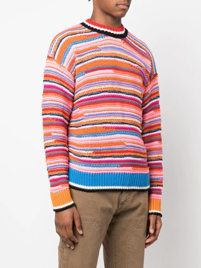 Shop Dsquared2 Striped Wool-blend Jumper In Rot