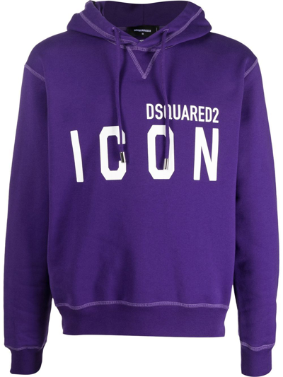 Shop Dsquared2 Logo-print Cotton Hoodie In Violett