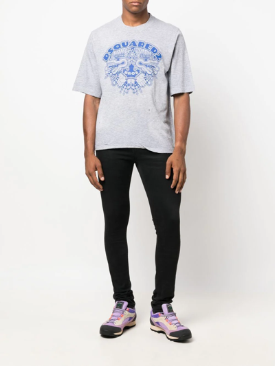 Dsquared2 Dsquared Men Dragon Bros Football T-shirt In Grau