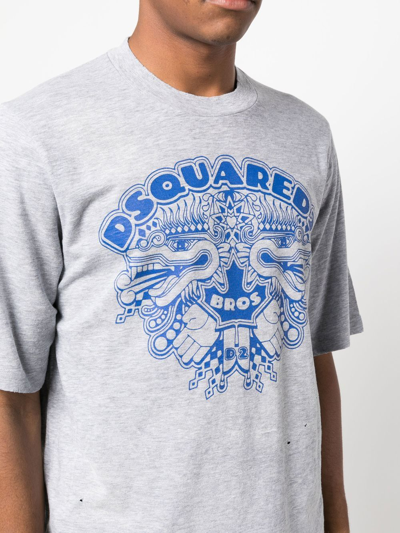 Shop Dsquared2 Graphic-logo Print T-shirt In Grau