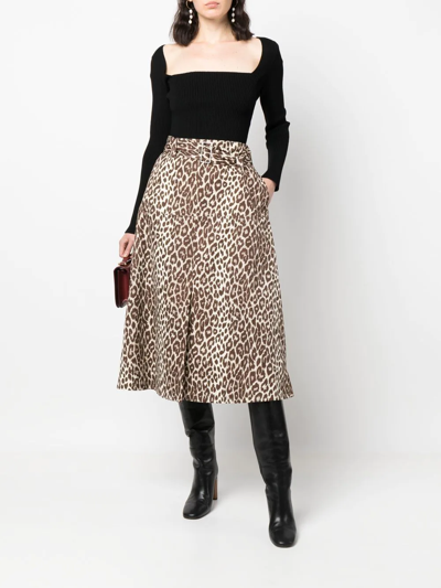 Shop Jil Sander Leopard-print Midi Skirt In Nude