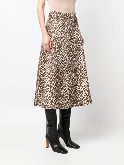 Shop Jil Sander Leopard-print Midi Skirt In Nude