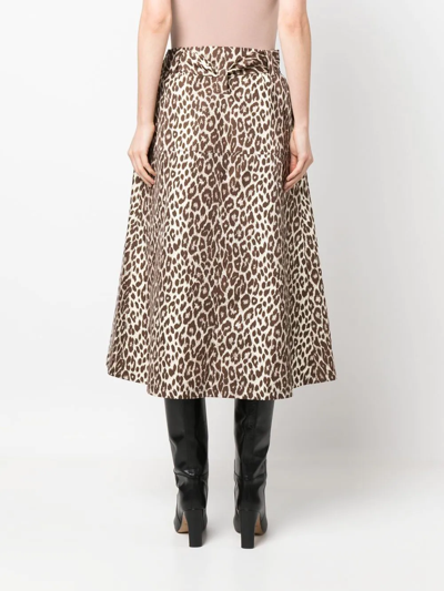 Shop Jil Sander Leopard-print Midi Skirt In Nude