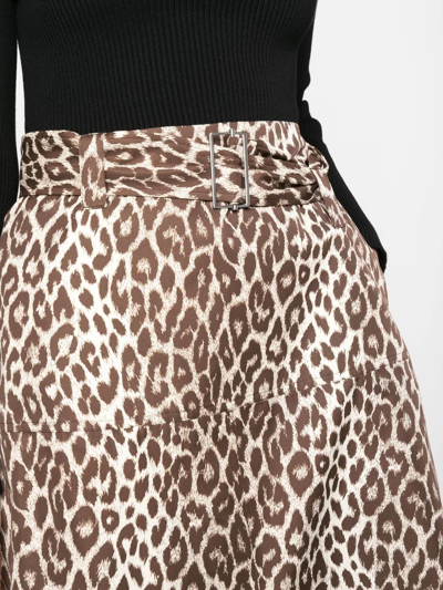 Shop Jil Sander Leopard-print Midi Skirt In Nude