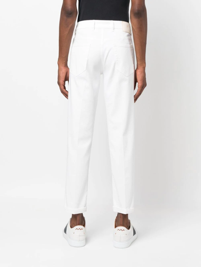 Shop Pt Torino Stretch-cotton Tapered Jeans In Weiss
