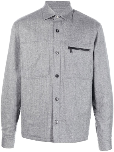 Shop Ermenegildo Zegna Wool Button-down Shirt In Grau