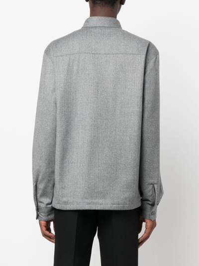 Shop Ermenegildo Zegna Wool Button-down Shirt In Grau