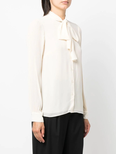 Shop Michael Kors Pussy-bow Collar Blouse In Nude