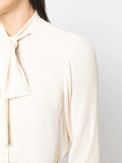 Shop Michael Kors Pussy-bow Collar Blouse In Nude
