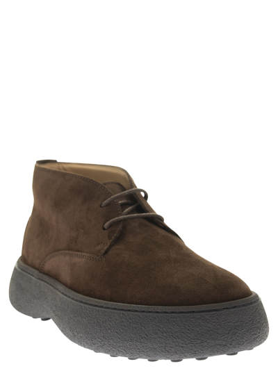 Shop Tod's Suede Leather Ankle Boots In Brown