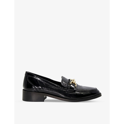 Shop Dune Greenfield Chain-trim Leather Loafers In Black-patent Leather