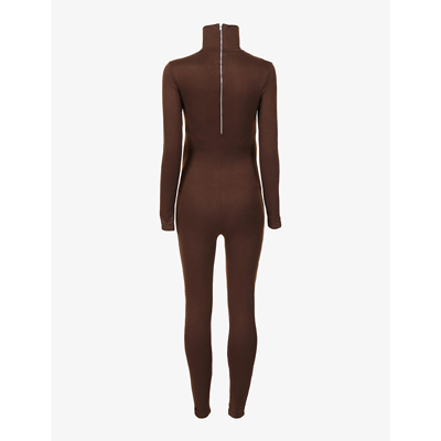 Shop Bumpsuit Women's Chocolate Maternity The Penelope Turtleneck Stretch-jersey Jumpsuit