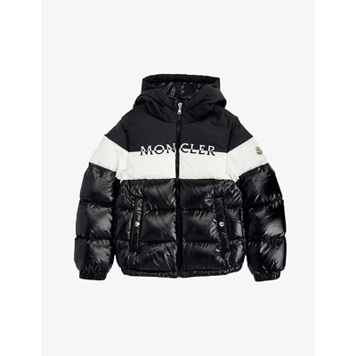 Shop Moncler Laotari Padded Shell-down Hooded Jacket 4-12 Years In Black