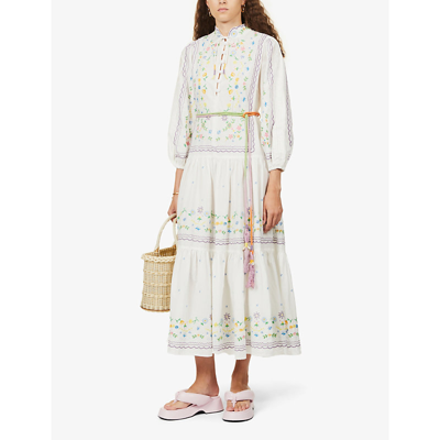 Shop Alemais Juniper Cotton-poplin Midi Dress In Ivory