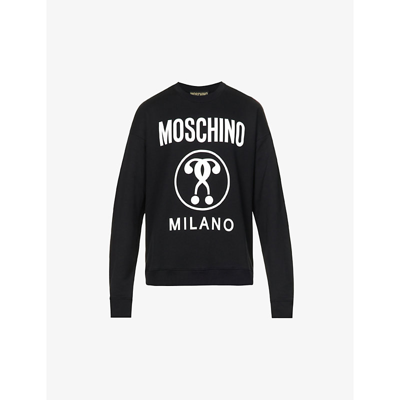 Shop Moschino Tonal Logo-print Regular-fit Cotton Sweatshirt In Fantasy Print Black