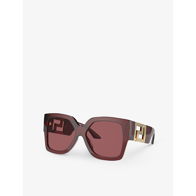 Shop Versace Women's Red Ve4402 Square-frame Acetate Sunglasses