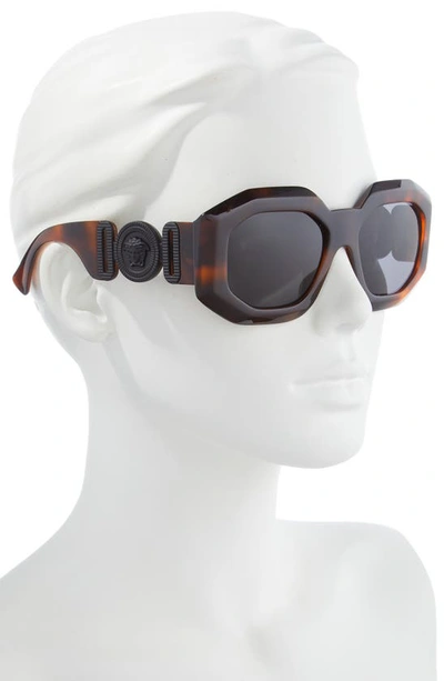 Shop Versace 56mm Square Sunglasses In Havana/ Dark Grey