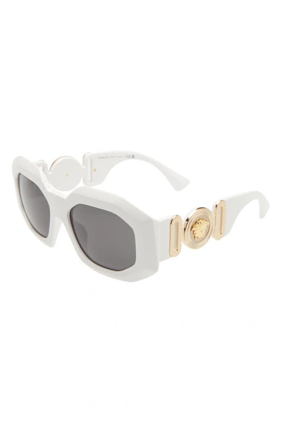 Shop Versace 56mm Square Sunglasses In White/ Dark Grey