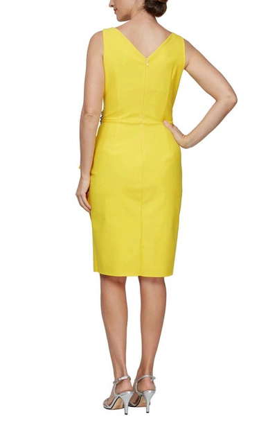 Shop Alex Evenings Side Ruched Cocktail Dress In Canary