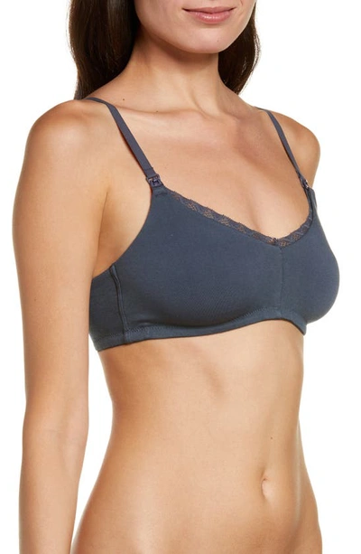 Shop Natori Bliss Wireless Pima Cotton Nursing Bra In Ash Navy