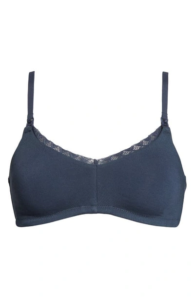 Natori Women's Bliss Maternity Nursing Wireless Bra 765058 In Ash Navy
