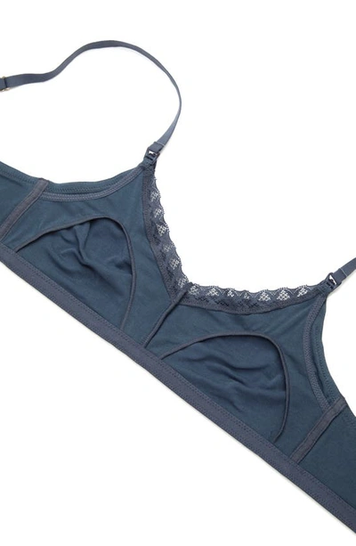 Natori Women's Bliss Maternity Nursing Wireless Bra 765058 In Ash Navy