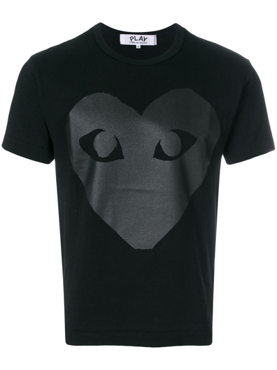 Shop Comme Des Garçons Play Comme Des Garcons Play Men Black Foil Large Heart T-shirt