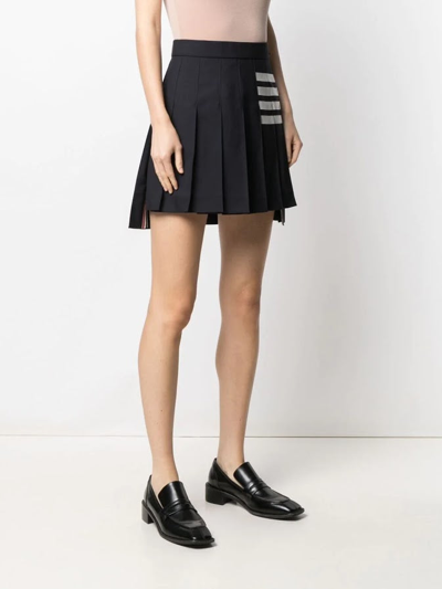 Shop Thom Browne Women Mini Dropped Back Pleated Skirt In Engineered 4 Bar Plain Weave Suiting In 415 Navy