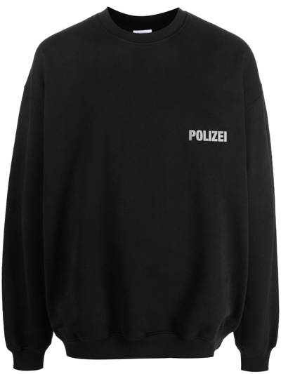 Shop Vetements Unisex Polizei Sweatshirt In Black