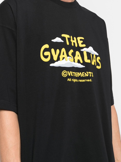 Shop Vetements Unisex The Gvasalias Cartoon Logo T-shirt In Black