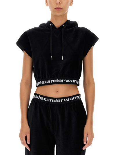 Shop Alexander Wang T Sweatshirt With Logoed Band In Black
