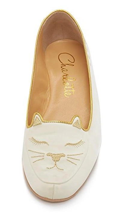 Shop Charlotte Olympia Cat Nap Slipper Set In White