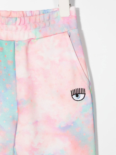 Shop Chiara Ferragni Tie-dye Embroidered Eye Trousers In Pink