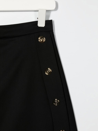 Shop Balmain Teen Embossed-button Detail Skirt In Black