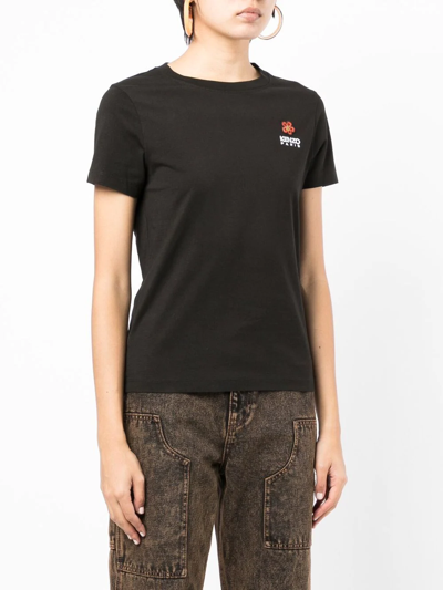 Kenzo Crest Logo Classic Cotton Jersey T-shirt In 黑色