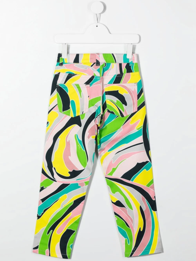 Shop Emilio Pucci Junior Colour-block Fitted Trousers In Green