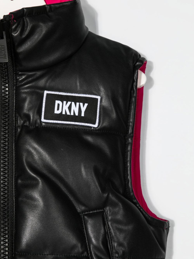Shop Dkny Logo-print Reversible Gilet In 黑色