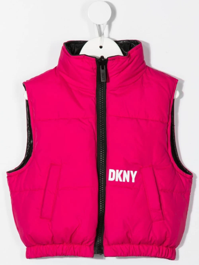 Shop Dkny Logo-print Reversible Gilet In 黑色