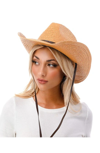 Shop Marcus Adler Straw & Vegan Leather Cowboy Hat In Brown