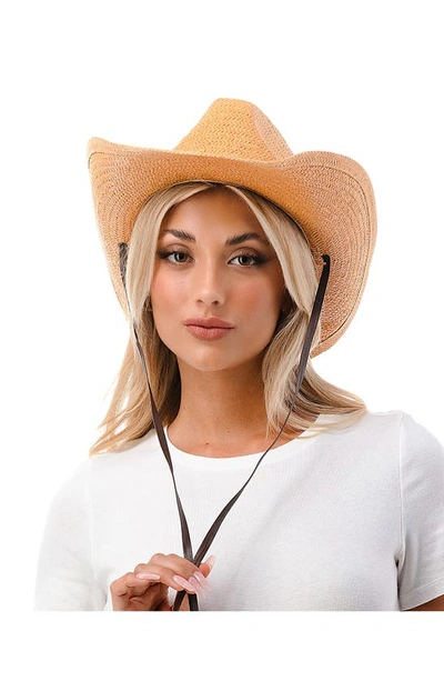 Shop Marcus Adler Straw & Vegan Leather Cowboy Hat In Brown
