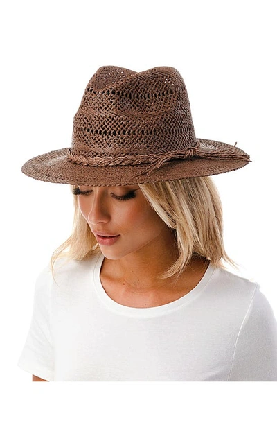 Shop Marcus Adler Braided Trim Straw Hat In Brown