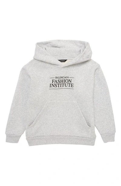 Shop Balenciaga Kids' Fashion Logo Cotton Hoodie In Light Heather Grey/ Black