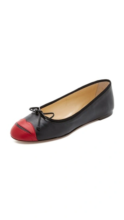 Charlotte Olympia 'kiss Me Darcy' Leather Ballet Flat (women) In Black/red